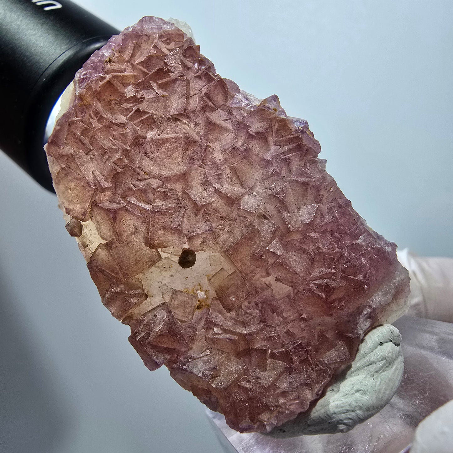 Seltene Phantom Fluorit Würfel auf Quarz Stufe, lila gelb Omehane, Namibia 49*30*15mm #13338