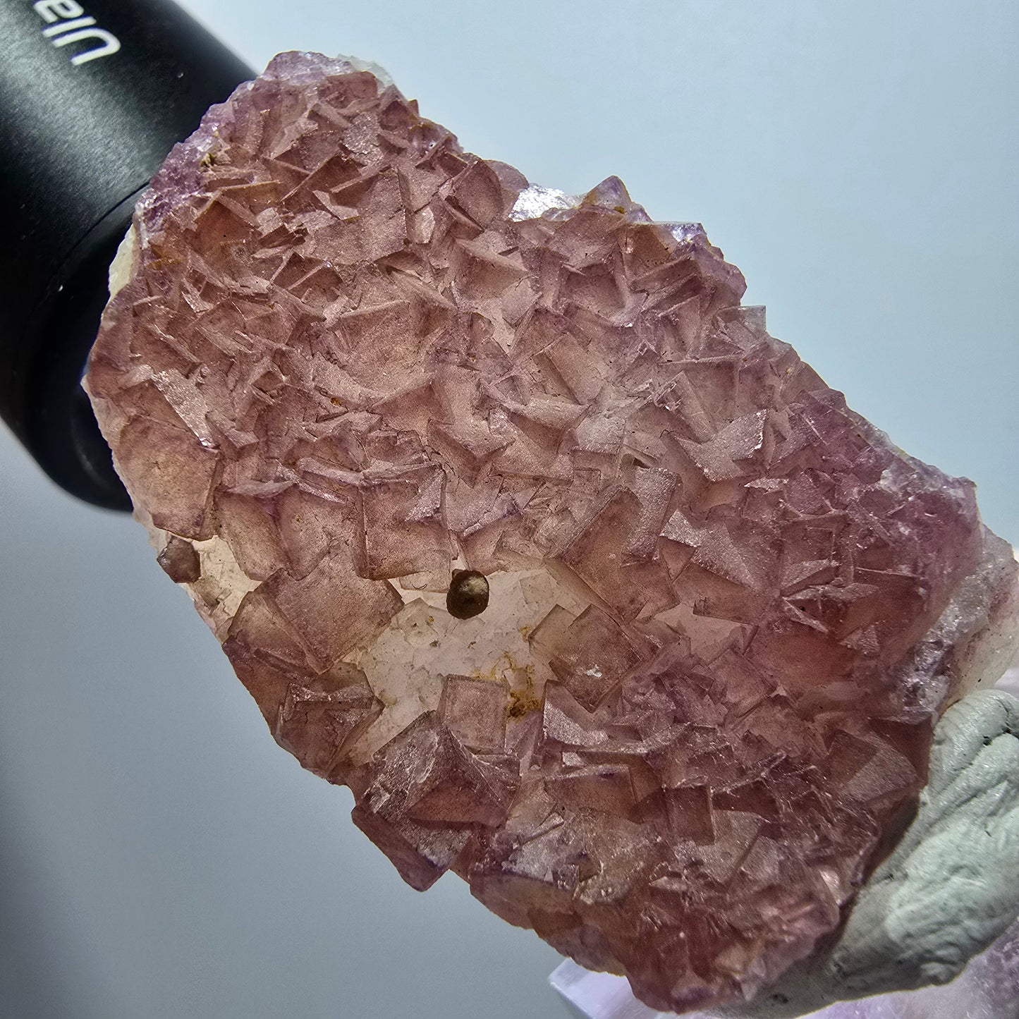 Seltene Phantom Fluorit Würfel auf Quarz Stufe, lila gelb Omehane, Namibia 49*30*15mm #13338