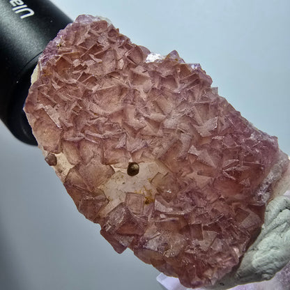 Seltene Phantom Fluorit Würfel auf Quarz Stufe, lila gelb Omehane, Namibia 49*30*15mm #13338