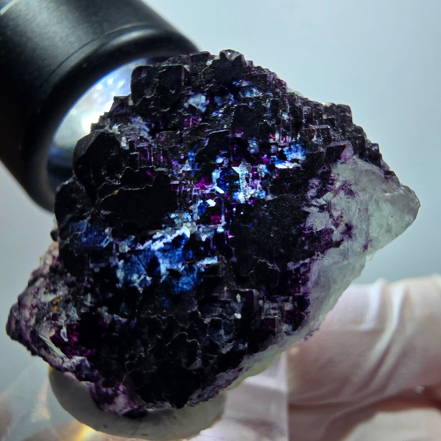Seltene Phantom Fluorit Würfel Stufe, lila blau gestuft Omehane, Namibia 38*28*20mm #13340