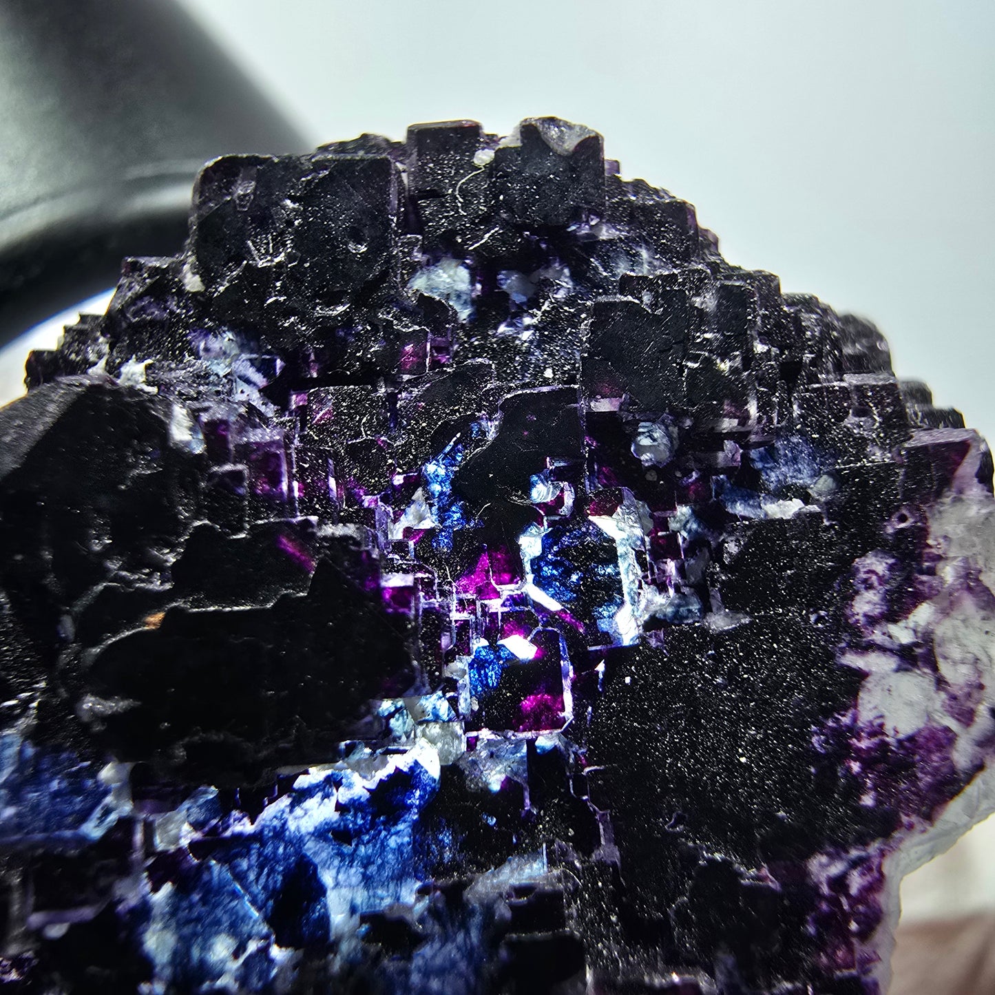 Seltene Phantom Fluorit Würfel Stufe, lila blau gestuft Omehane, Namibia 38*28*20mm #13340