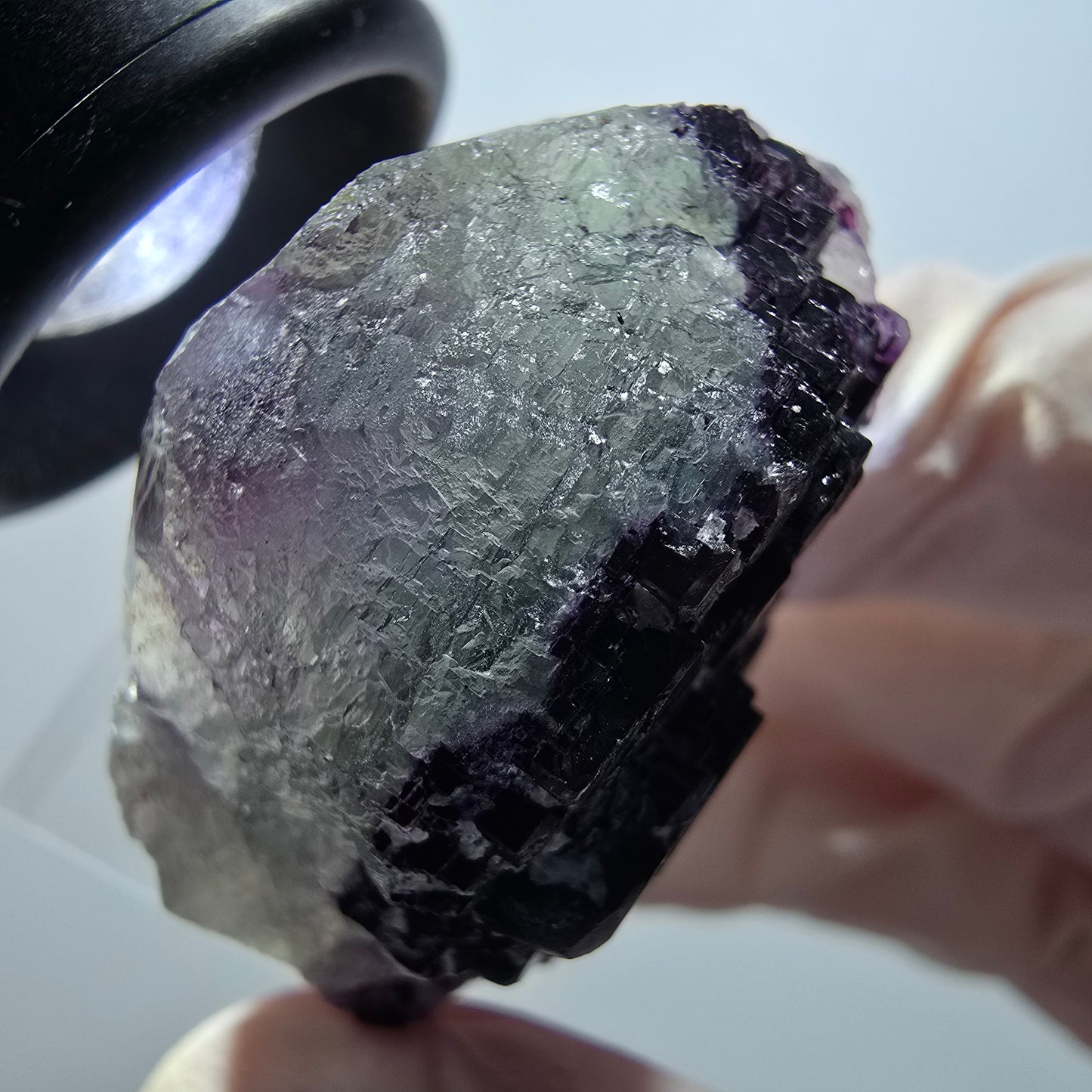Seltene Phantom Fluorit Würfel Stufe, lila blau gestuft Omehane, Namibia 38*28*20mm #13340