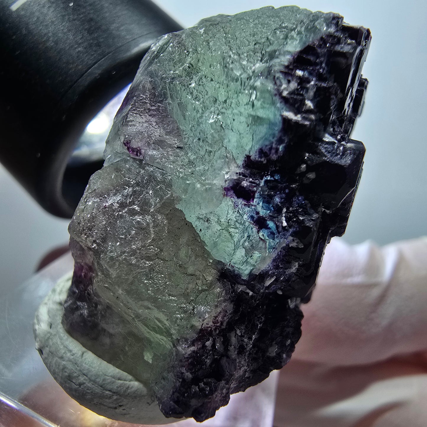 Seltene Phantom Fluorit Würfel Stufe, lila blau gestuft Omehane, Namibia 38*28*20mm #13340