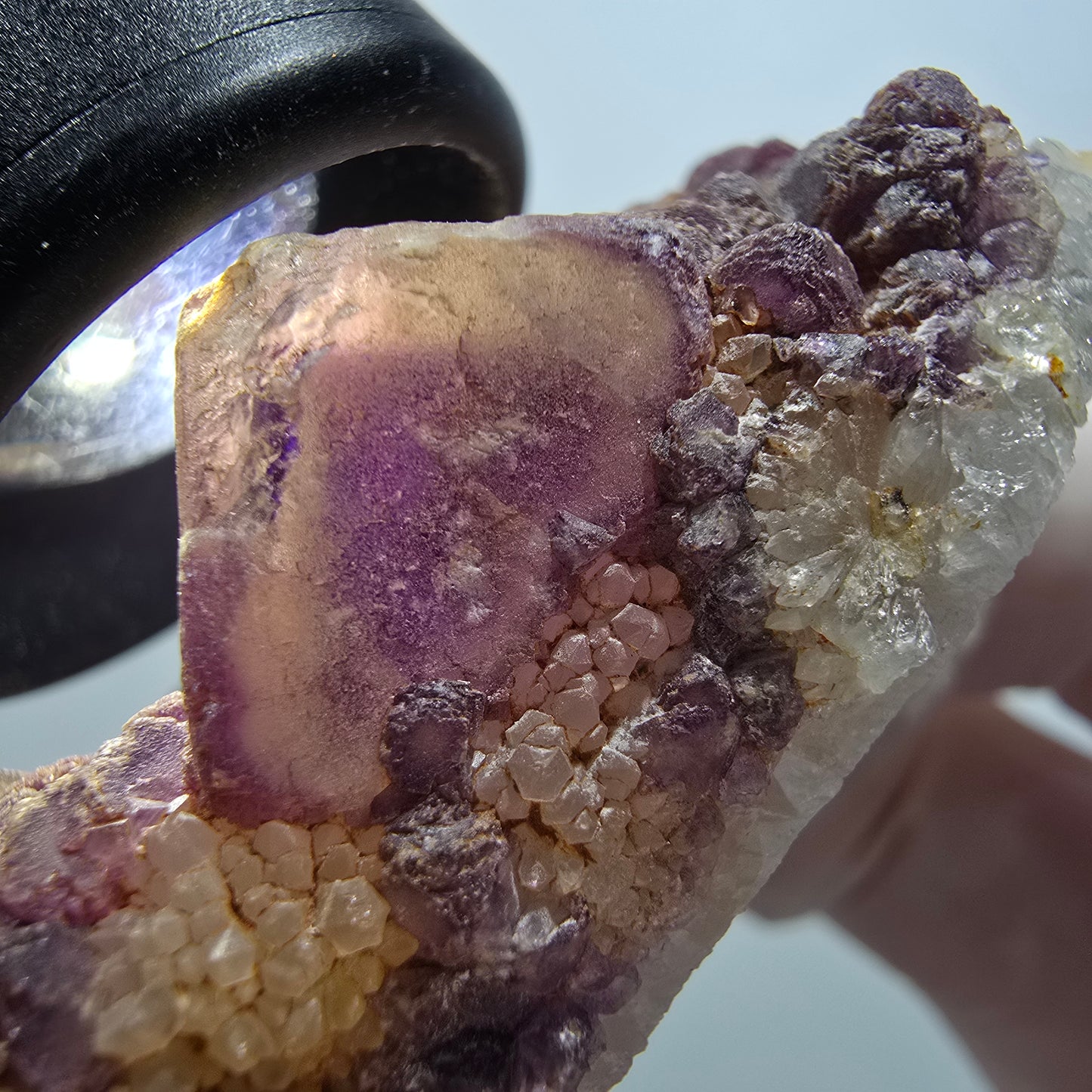 Seltene Phantom Fluorit Würfel auf Quarz Stufe, lila Omehane, Namibia 58*48*22mm #13341