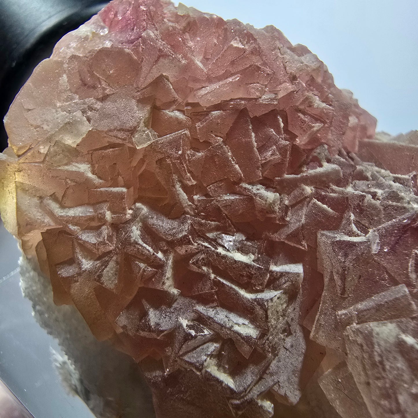 Seltene Phantom Fluorit Würfel auf Quarz Stufe, lila gelb Omehane, Namibia 50*43*36mm #13343