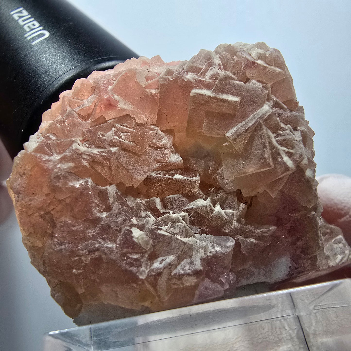 Seltene Phantom Fluorit Würfel auf Quarz Stufe, lila gelb Omehane, Namibia 50*43*36mm #13343