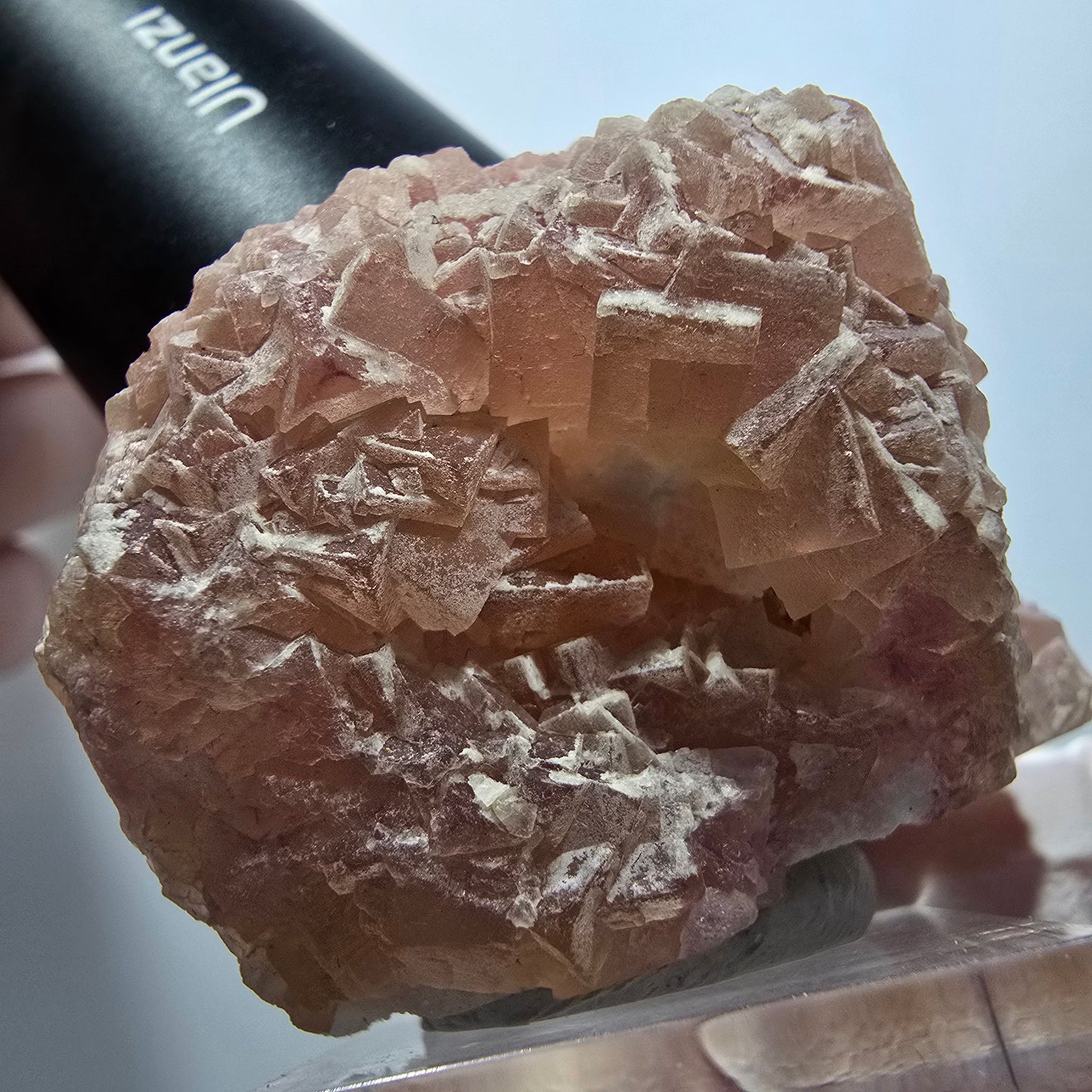 Seltene Phantom Fluorit Würfel auf Quarz Stufe, lila gelb Omehane, Namibia 50*43*36mm #13343