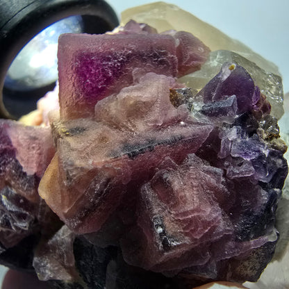 Seltene Phantom Fluorit Würfel auf Quarz Stufe, lila Omehane, Namibia 55*50*34mm #13346
