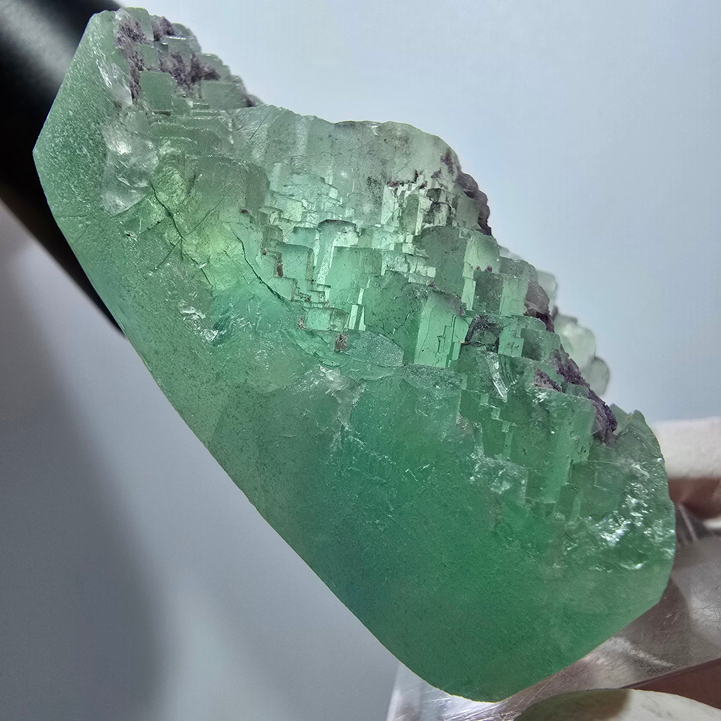 Seltene Phantom Fluorit Würfel, gestuft, grün lila Omehane, Namibia 55*52*25mm #13348