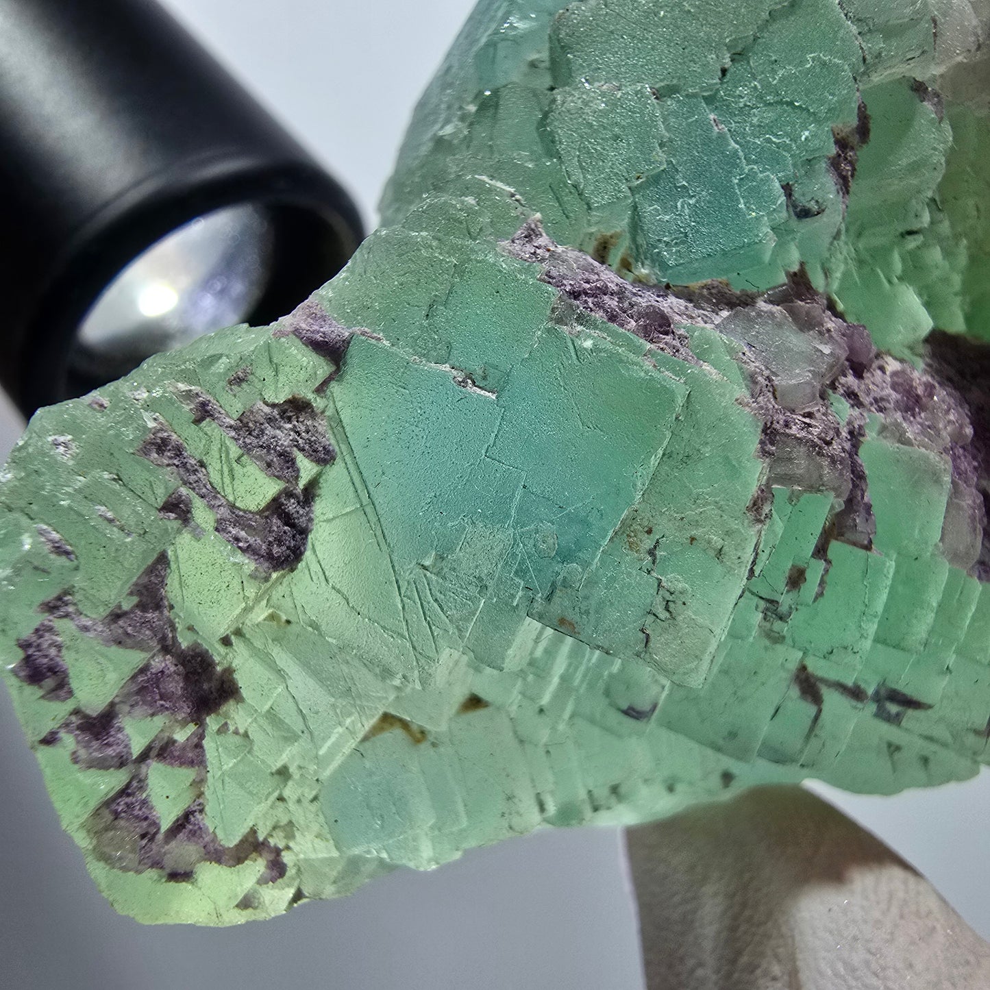 Seltene Phantom Fluorit Würfel, gestuft, grün lila Omehane, Namibia 55*52*25mm #13348