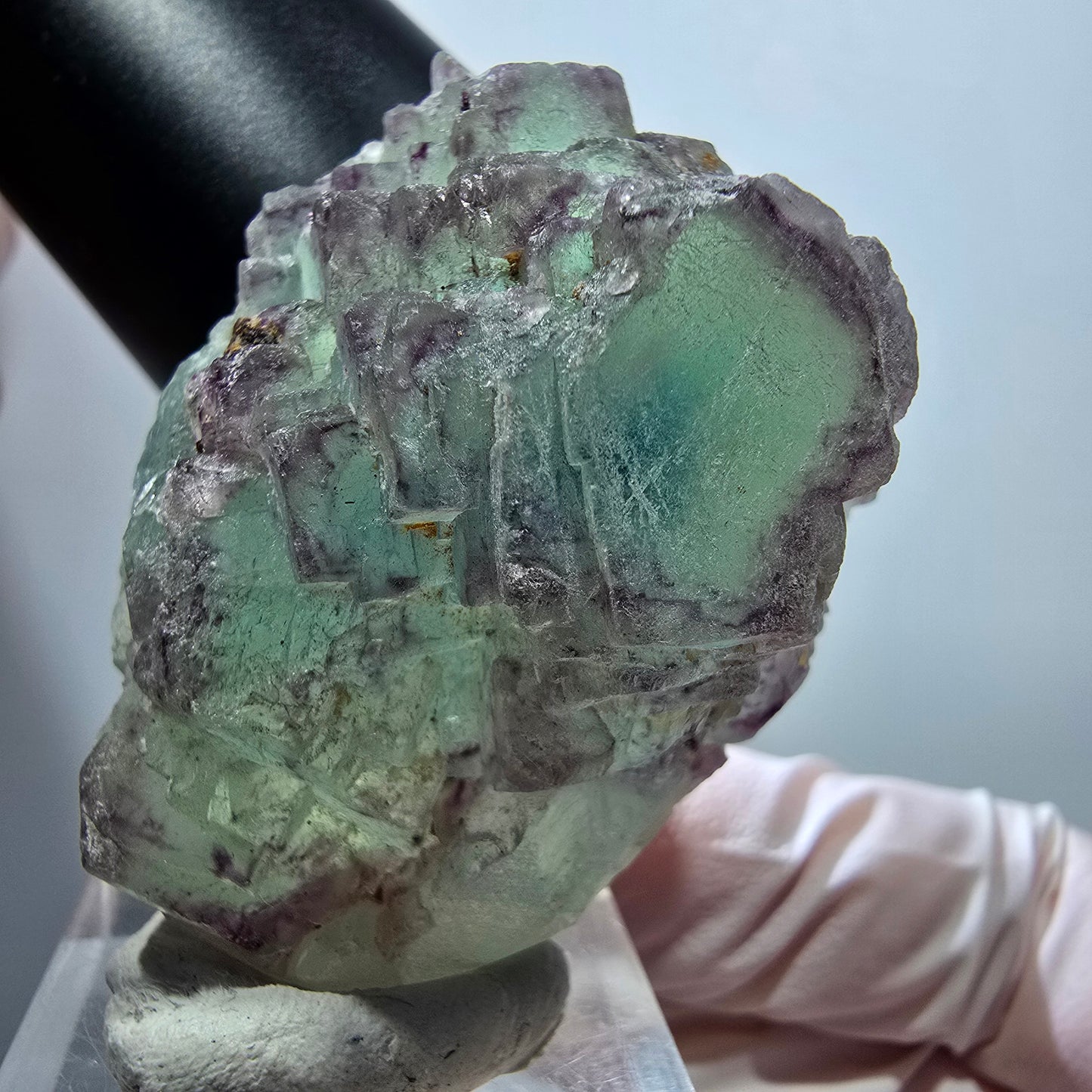 Seltene Phantom Fluorit Würfel, gestuft, grün lila Omehane, Namibia 47*34*28mm #13349