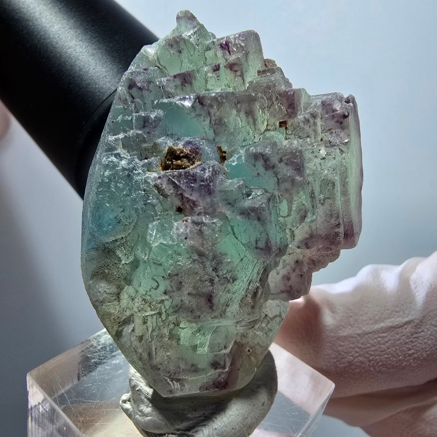 Seltene Phantom Fluorit Würfel, gestuft, grün lila Omehane, Namibia 47*34*28mm #13349