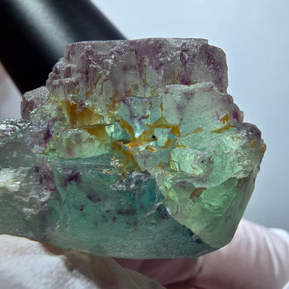 Seltene Phantom Fluorit Würfel, gestuft, grün lila Omehane, Namibia 47*34*28mm #13349