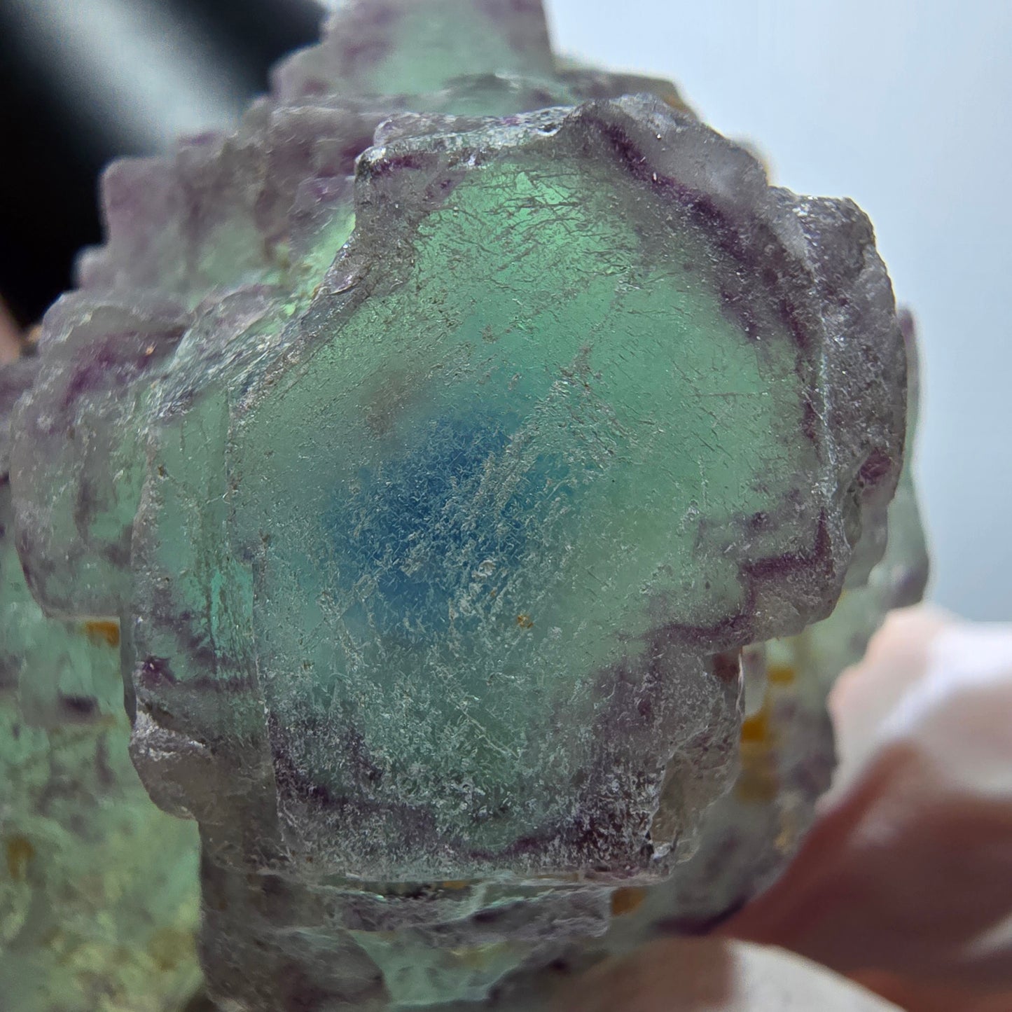 Seltene Phantom Fluorit Würfel, gestuft, grün lila Omehane, Namibia 47*34*28mm #13349