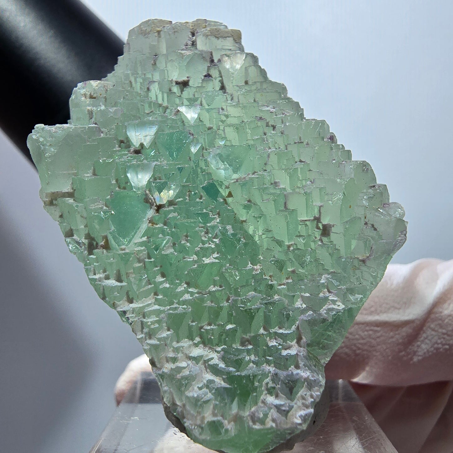 Seltene Phantom Fluorit Würfel, gestuft, grün Omehane, Namibia 53*27*26mm #13350