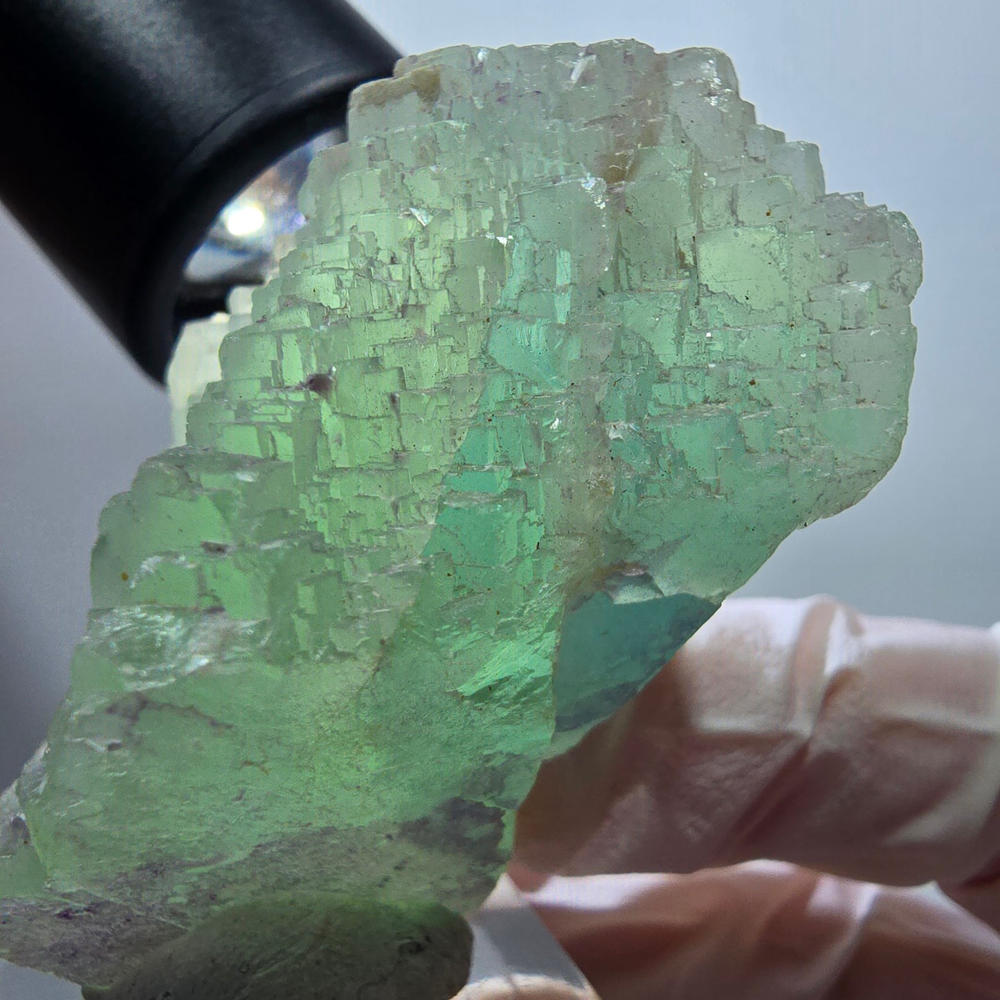 Seltene Phantom Fluorit Würfel, gestuft, grün Omehane, Namibia 53*27*26mm #13350