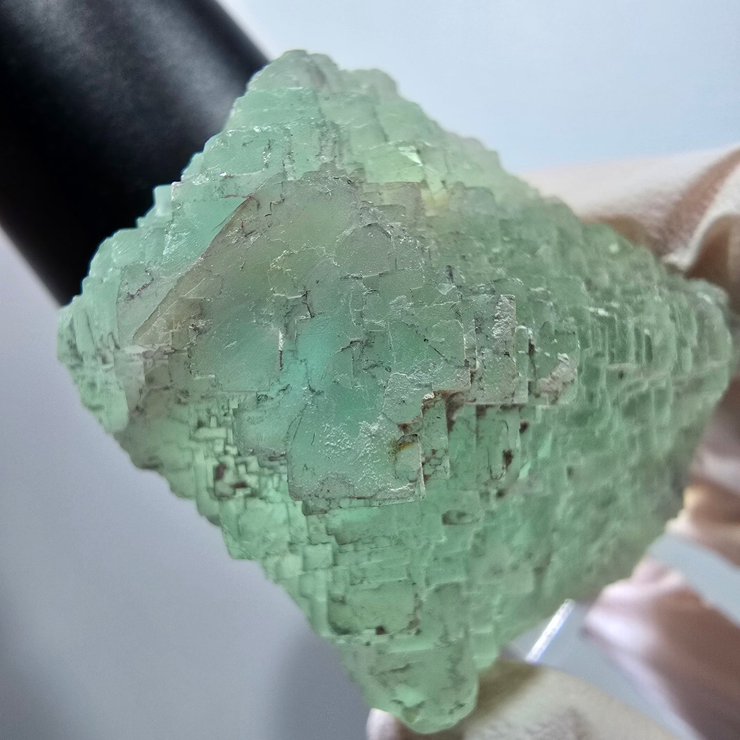 Seltene Phantom Fluorit Würfel, gestuft, grün Omehane, Namibia 53*27*26mm #13350