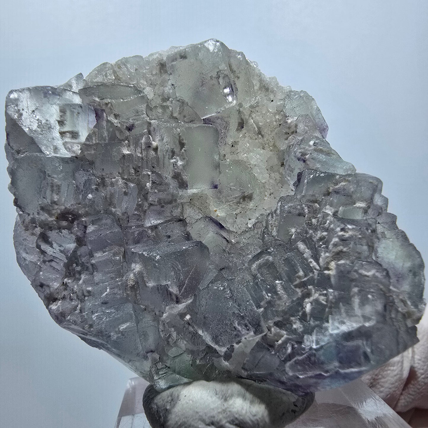 Seltene Phantom Fluorit Würfel, gestuft, grün lila Omehane, Namibia 52*40*13mm #13351