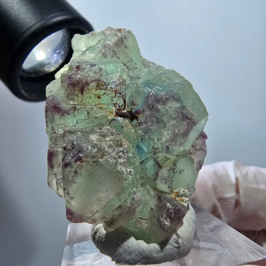 Seltene Phantom Fluorit Würfel, gestuft, grün lila Omehane, Namibia 48*22*29mm #13352