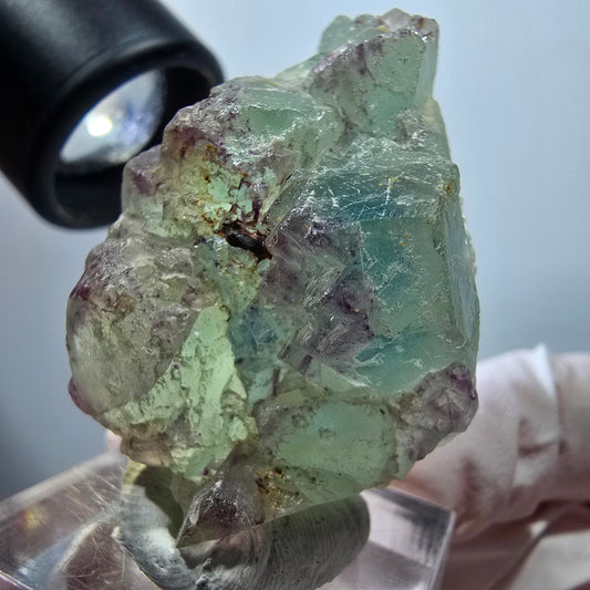 Seltene Phantom Fluorit Würfel, gestuft, grün lila Omehane, Namibia 48*22*29mm #13352