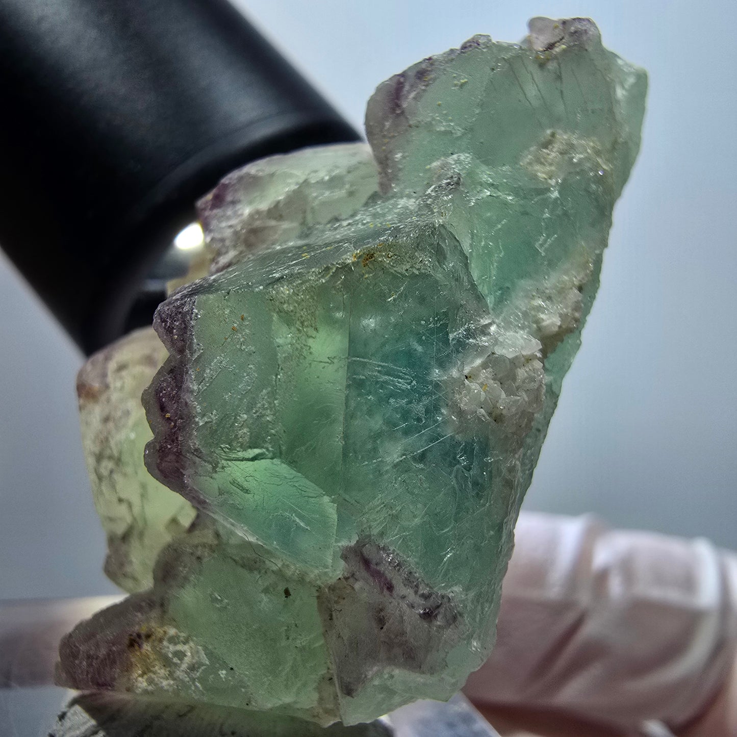 Seltene Phantom Fluorit Würfel, gestuft, grün lila Omehane, Namibia 48*22*29mm #13352