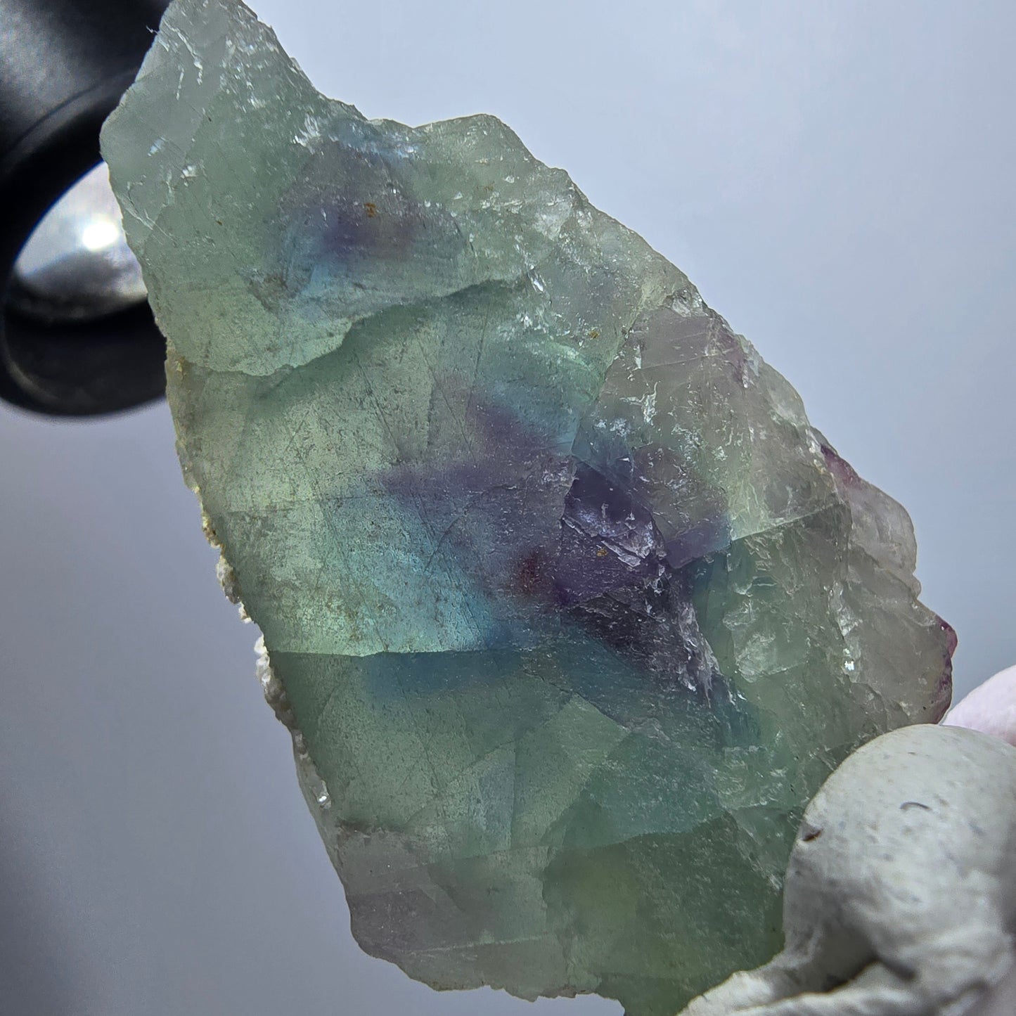 Seltene Phantom Fluorit Würfel, gestuft, grün lila Omehane, Namibia 48*22*29mm #13352