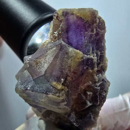 Seltene Phantom Fluorit Würfel auf Quarz Stufe, grün lila Omehane, Namibia 41*33*29mm #13353
