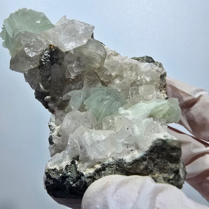 Prehnit Kugel, Calcit Würfel, Quarz auf Matrix Goboboseb, Namibia 56*52*43mm #13356