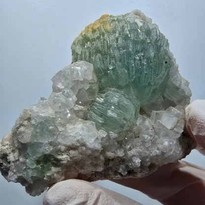 Prehnit Kugel, Calcit Würfel, Quarz auf Matrix Goboboseb, Namibia 77*59*35mm #13357