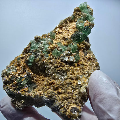 Seltene Phantom Fluorit Würfel, Muskovit Stufe Erongo, Namibia 88*61*38mm #13362