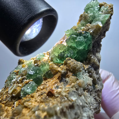 Seltene Phantom Fluorit Würfel, Muskovit Stufe Erongo, Namibia 88*61*38mm #13362