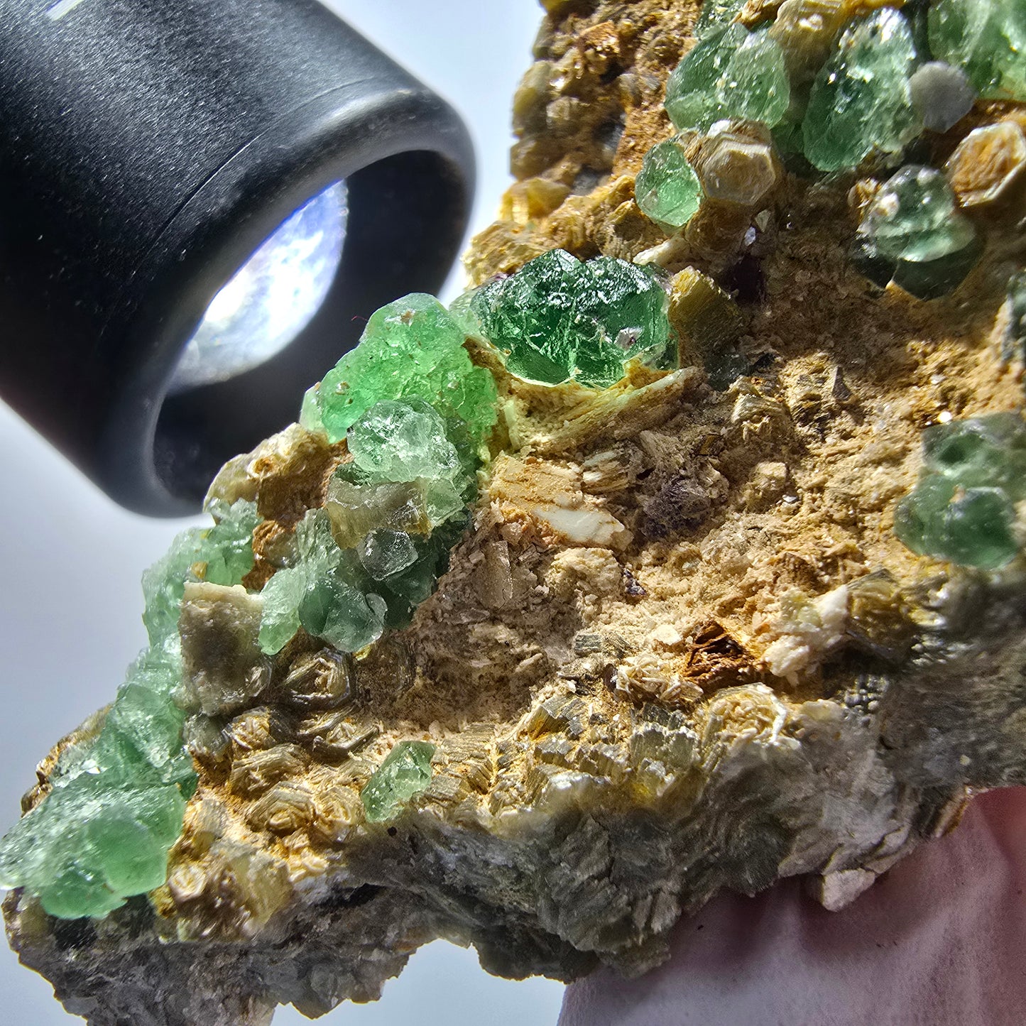 Seltene Phantom Fluorit Würfel, Muskovit Stufe Erongo, Namibia 88*61*38mm #13362