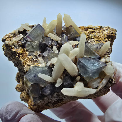 Seltene Phantom Fluorit Würfel, Quarz Stufe Brandberg, Namibia 74*55*61mm #13365