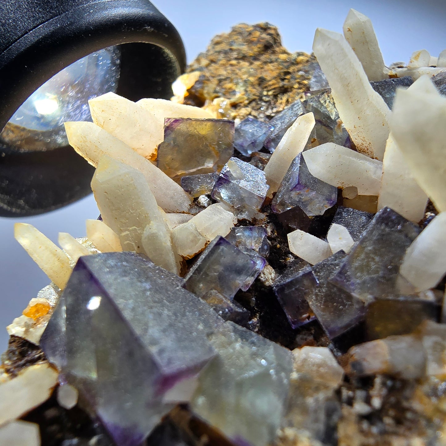 Seltene Phantom Fluorit Würfel, Quarz Stufe Brandberg, Namibia 74*55*61mm #13365