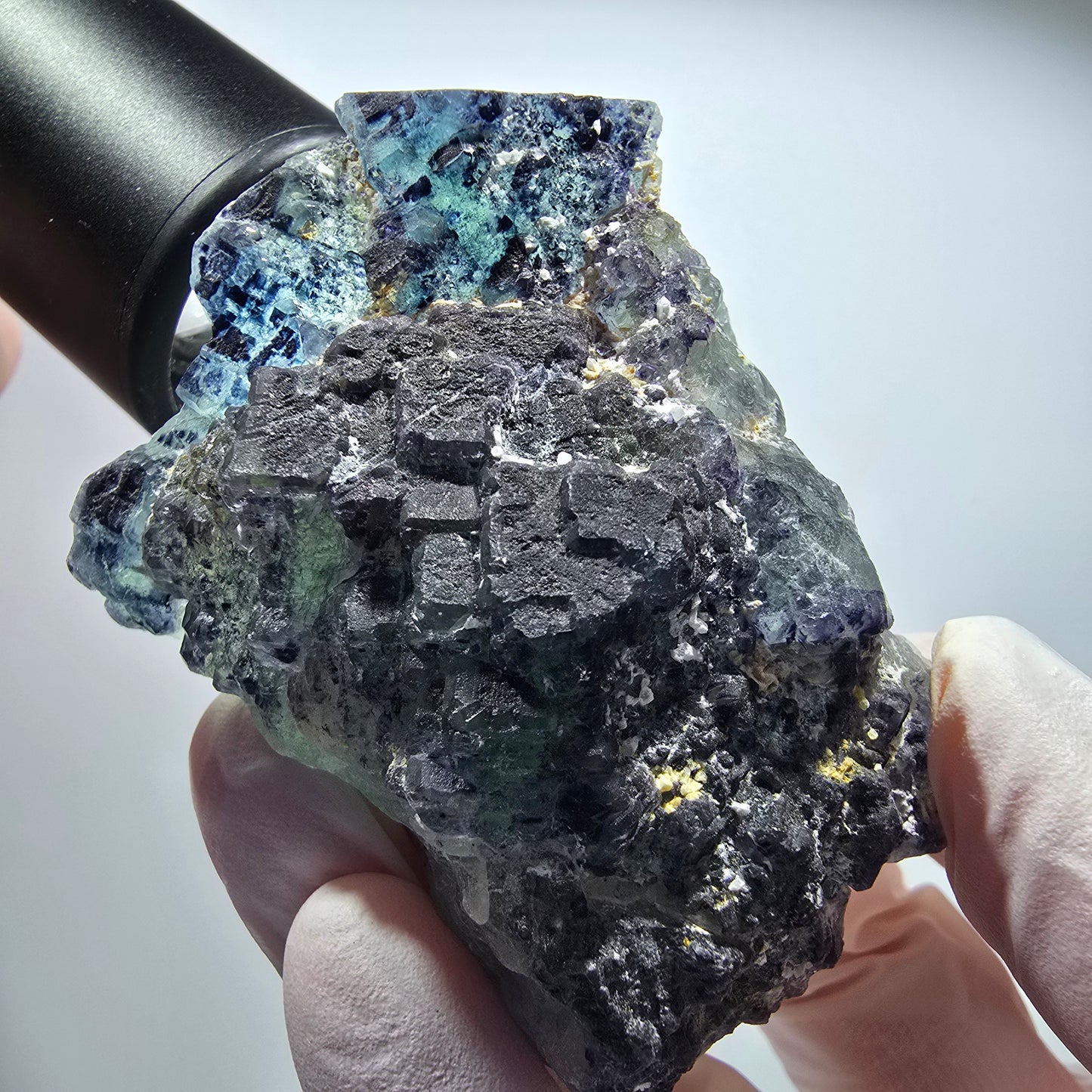 Phantom Fluorit Würfel Stufe, blau grün gestuft Omehane, Namibia 73*55*32mm #13367