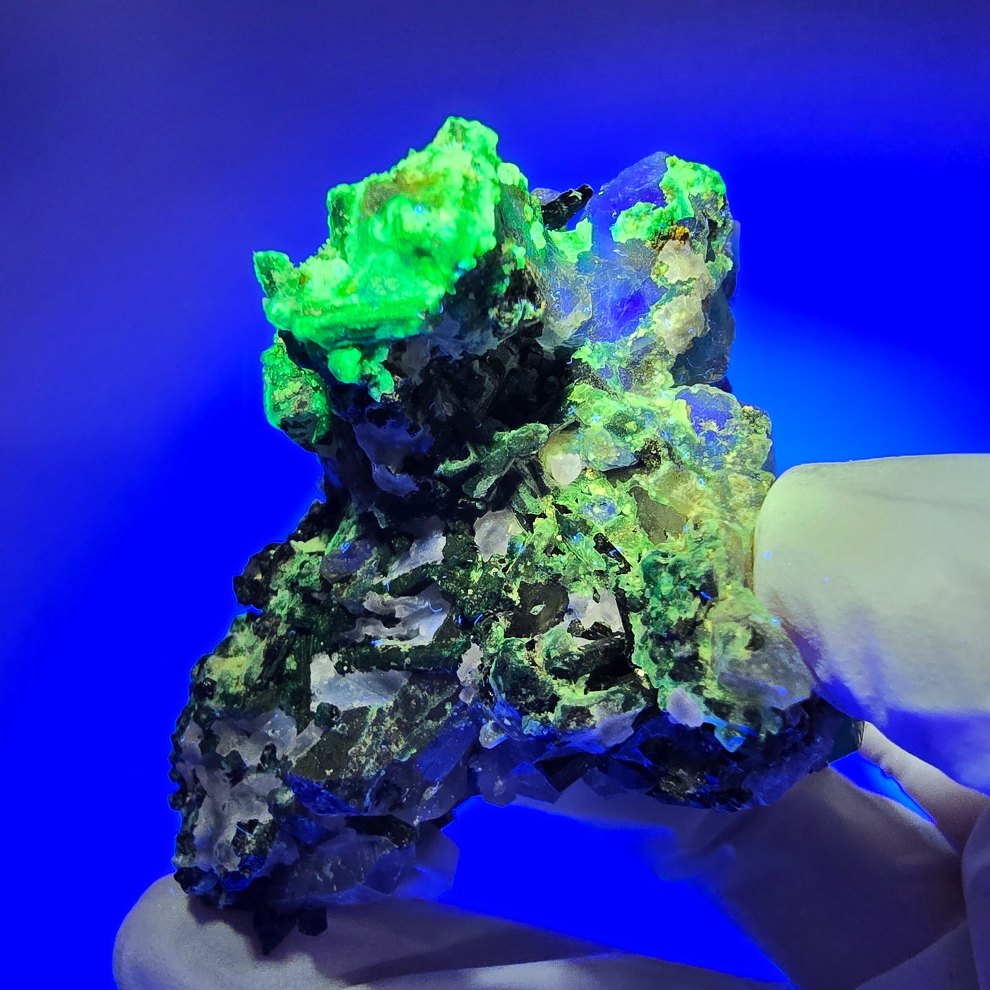 Phantom Fluorit, Rauchquarz, Schörl Turmalin, Hyalit, Muskovit Erongo, Namibia 68*55*51mm #13368