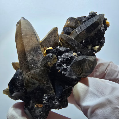Rauchquarz Doppelender, Schörl Turmalin, Orthoklas Stufe Erongo, Namibia 67*42*35mm #13370