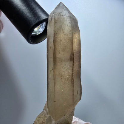 Phantom Skelett Rauchquarz Zwilling mit Hyalit Opal Erongo, Namibia 93*51*21mm #13372