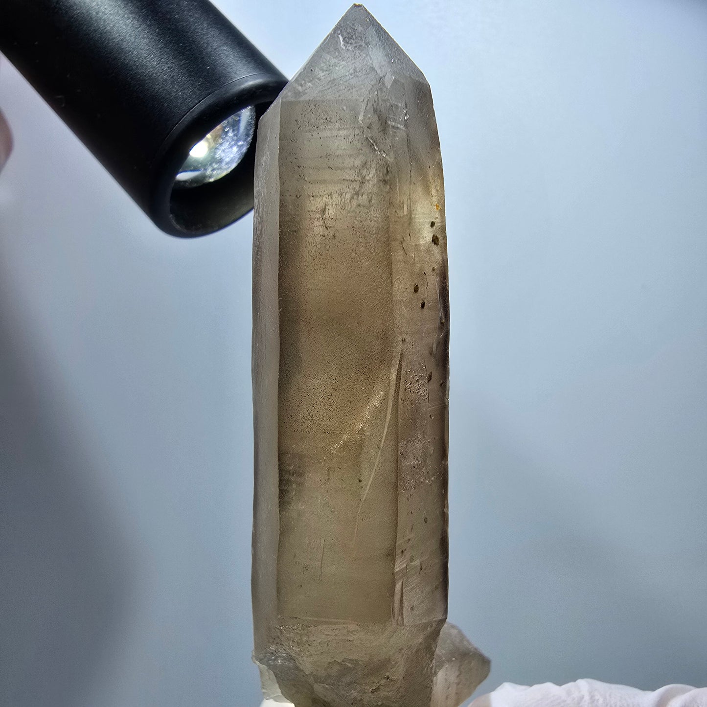 Phantom Skelett Rauchquarz Zwilling mit Hyalit Opal Erongo, Namibia 93*51*21mm #13372