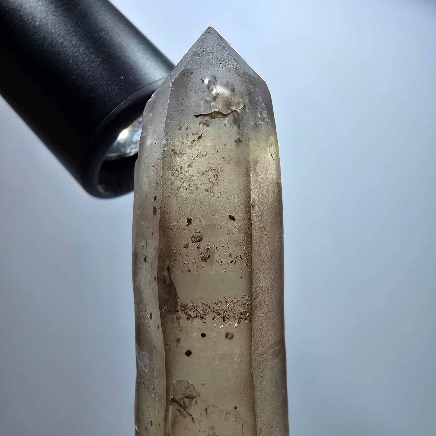 Phantom Skelett Rauchquarz Zwilling mit Hyalit Opal Erongo, Namibia 93*51*21mm #13372