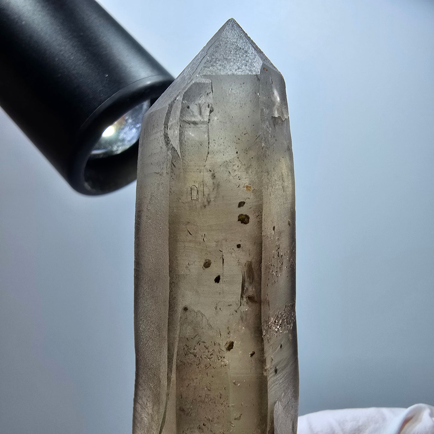 Phantom Skelett Rauchquarz Zwilling mit Hyalit Opal Erongo, Namibia 93*51*21mm #13372