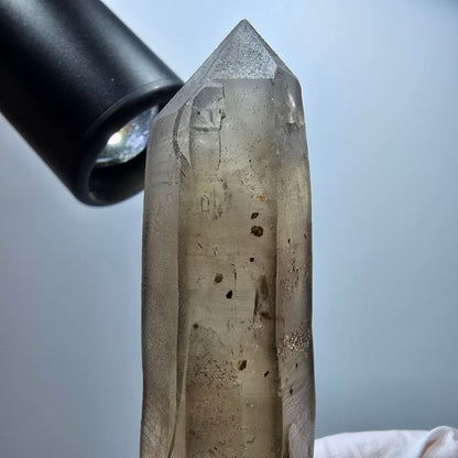 Phantom Skelett Rauchquarz Zwilling mit Hyalit Opal Erongo, Namibia 93*51*21mm #13372