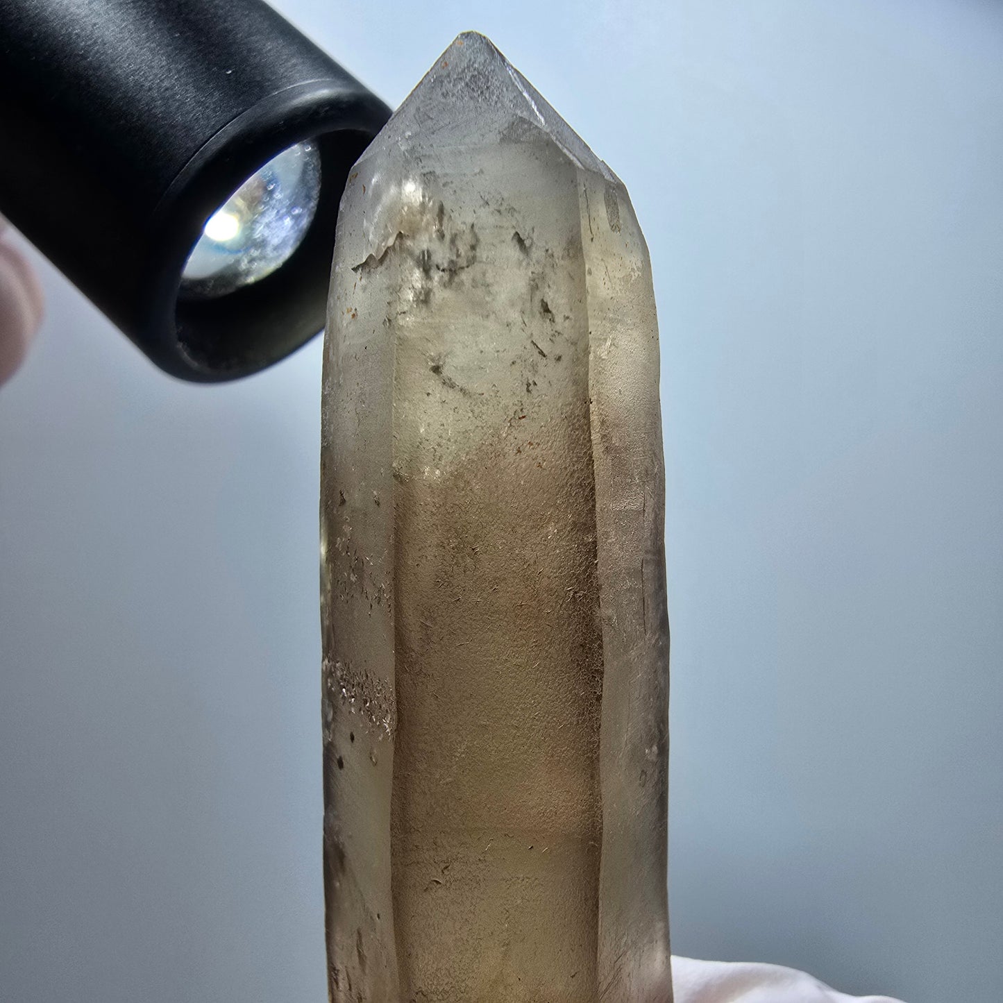 Phantom Skelett Rauchquarz Zwilling mit Hyalit Opal Erongo, Namibia 93*51*21mm #13372