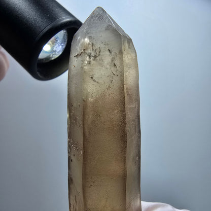 Phantom Skelett Rauchquarz Zwilling mit Hyalit Opal Erongo, Namibia 93*51*21mm #13372