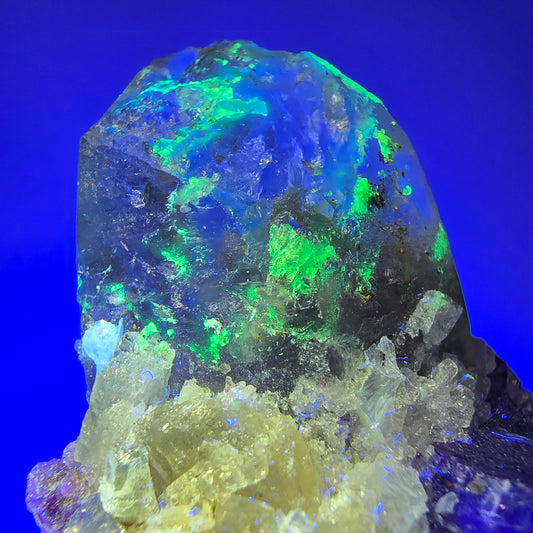 Rauchquarz, Phantom Fluorit, Hyalit, Schörl Turmalin, Muskovit Erongo, Namibia 60*45*38mm #13376
