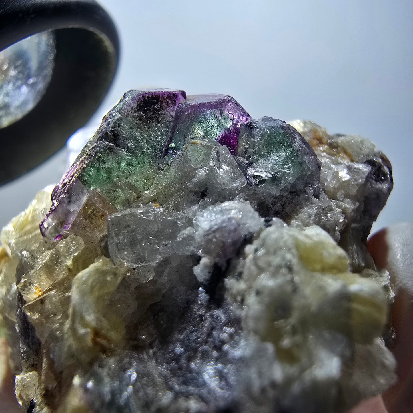 Rauchquarz, Phantom Fluorit, Hyalit, Schörl Turmalin, Muskovit Erongo, Namibia 60*45*38mm #13376