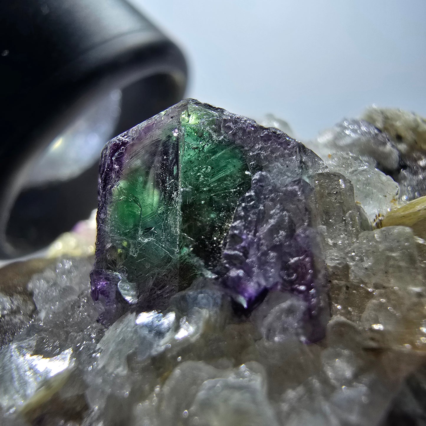 Rauchquarz, Phantom Fluorit, Hyalit, Schörl Turmalin, Muskovit Erongo, Namibia 60*45*38mm #13376