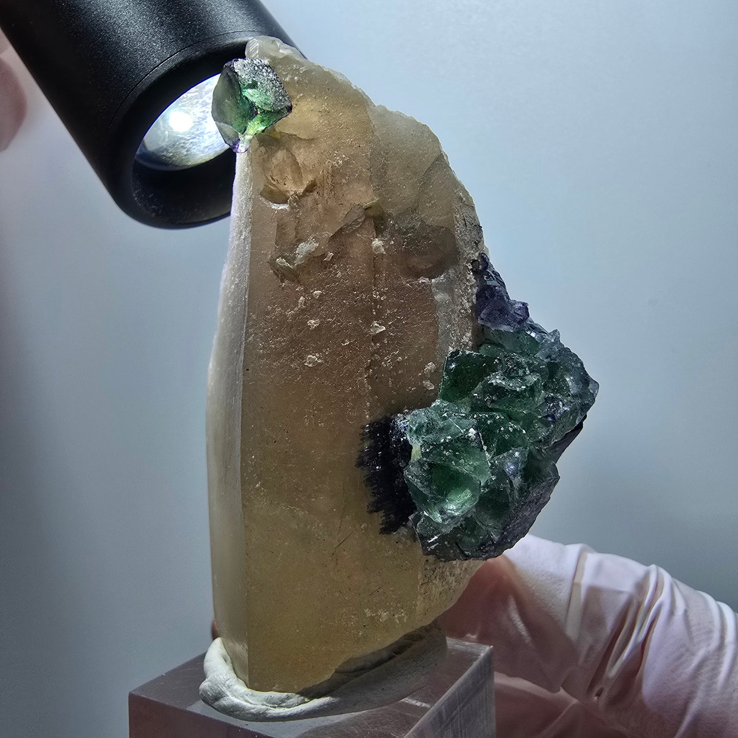 Phantom Fluorit, Rauchquarz, Schörl Turmalin Stufe Erongo, Namibia 68*48*27mm #13380