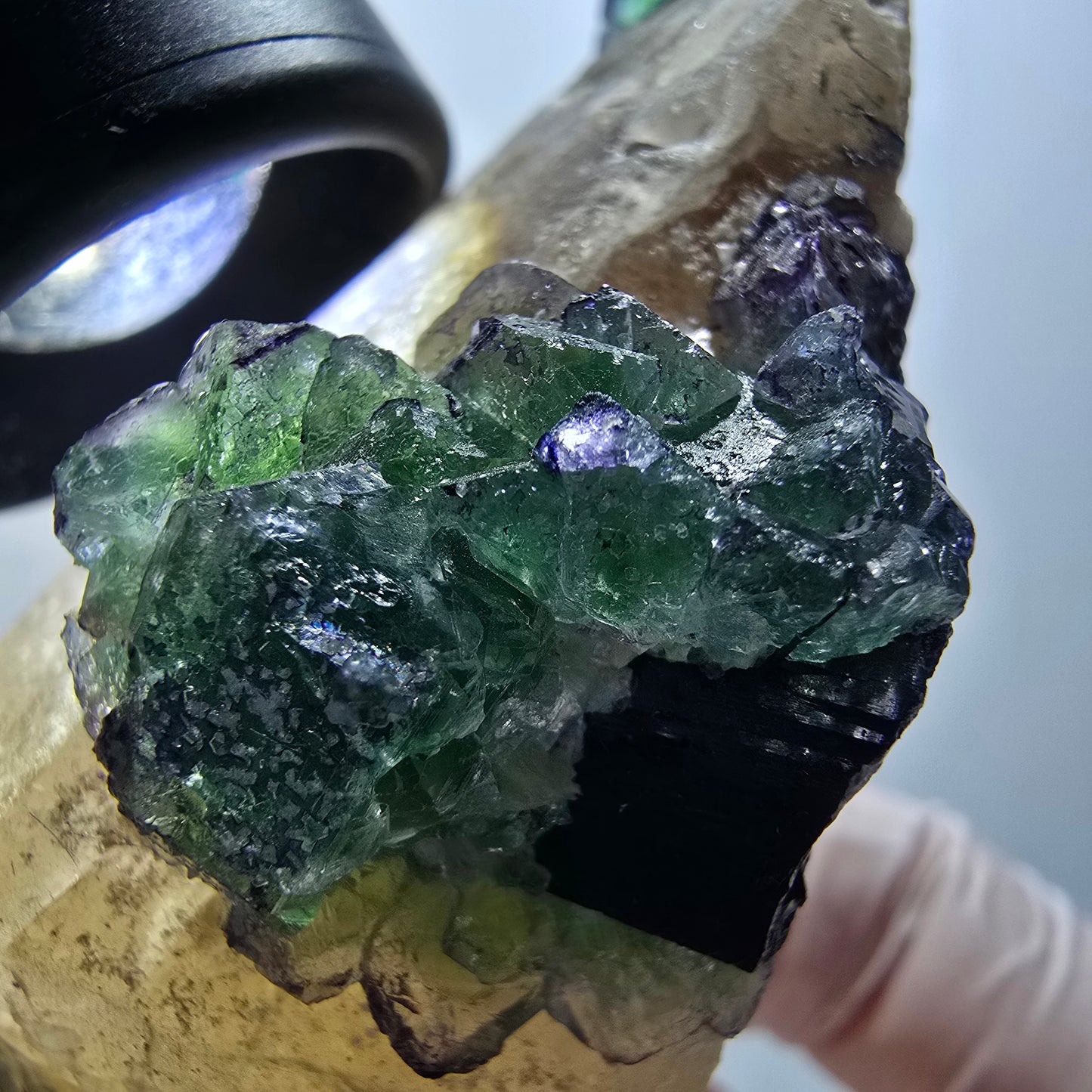 Phantom Fluorit, Rauchquarz, Schörl Turmalin Stufe Erongo, Namibia 68*48*27mm #13380