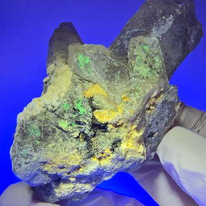 Skelett Rauchquarz, Hyalit Opal, Schörl Turmalin, Orthoklas Erongo, Namibia 91*63*43mm #13382